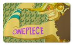 Tapete de Usopp de One Piece sacando músculo con fondo de tirachinas y estética retro pop impreso por QuintaProjects.