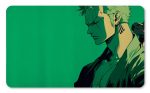 Tapete de Roronoa Zoro de One Piece en perfil con estilo artístico minimalista en tonos verdes impreso por QuintaProjects.