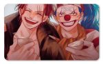 Tapete de Shanks y Buggy de jóvenes sonriendo y brindando, impreso por QuintaProjects.