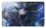Tapete Volibear inspirado en League of Legends, primer plano del oso del Freljord entre relámpagos azules